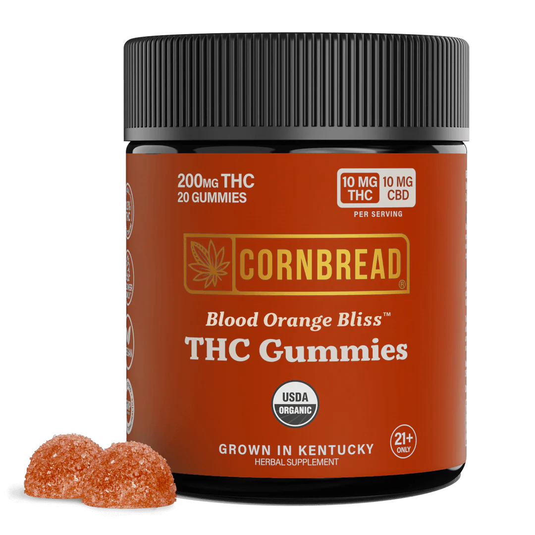 Cornbread THC CBD Gummies 10mg, 20ct blood orange bliss
