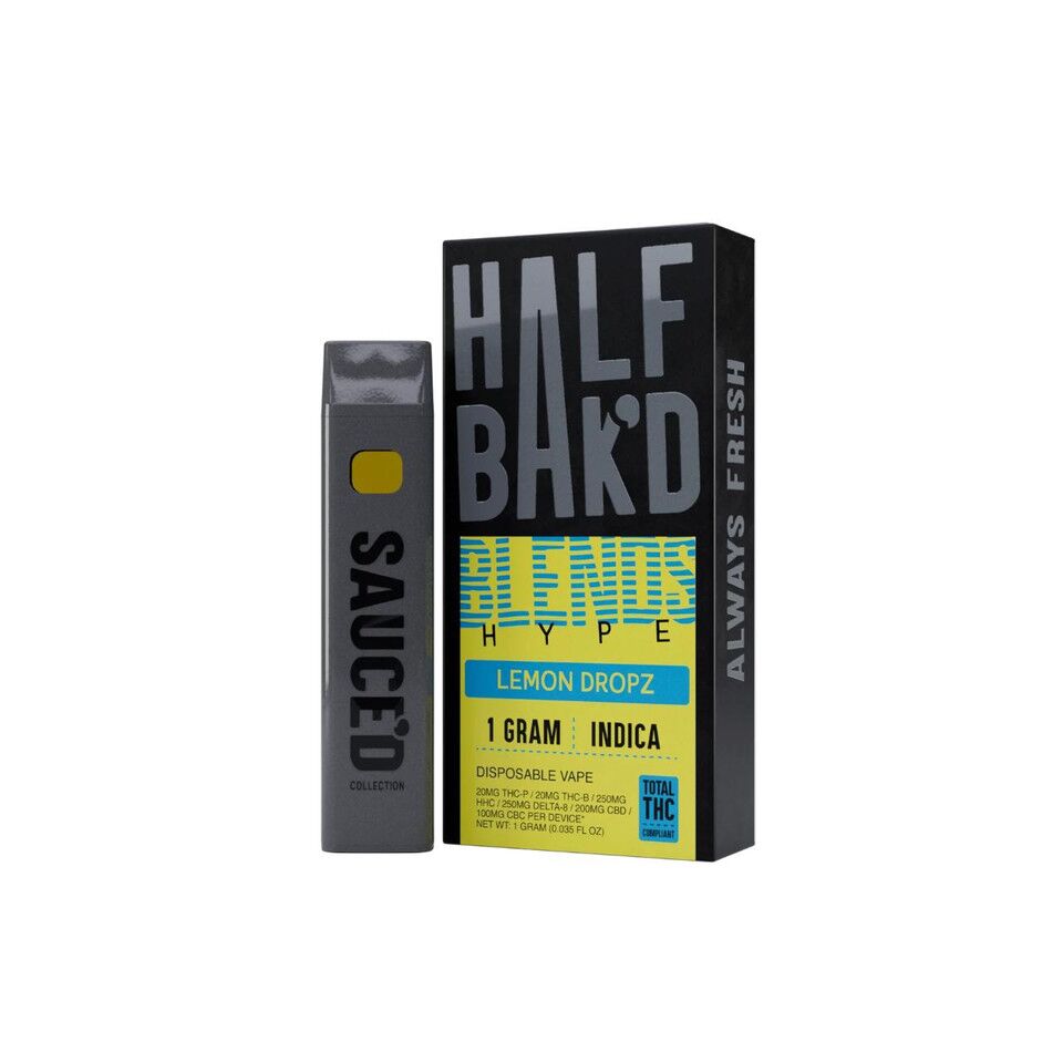 Half Bakd Hype Blends Disposable Vape 1 Gram Lemon Dropz Indica