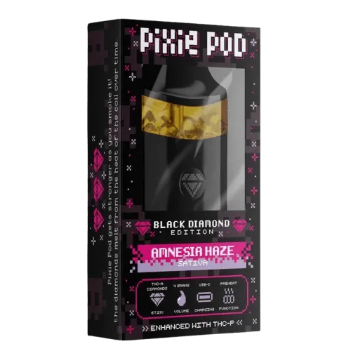 Pixie Pod Black Diamond Edition disposable vape 4ml Amnesia Haze sativa
