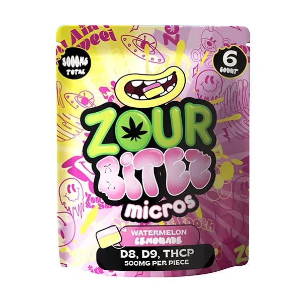 zour bitez micros gummies watermelon lemonade dual flavor 500mg 6ct 3000mg