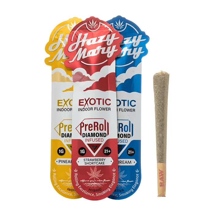 Hazy Mary Exotic Indoor Diamond Infused PreRolls 1g