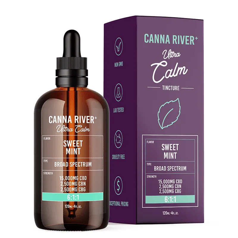 Canna River CBD Oil Broad Spectrum Ultra Calm Tincture Sweet Mint 20000mg