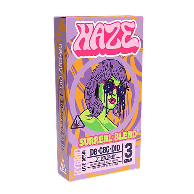 Haze Surreal Blend D8 CBG D10 Disposable Vape Cotton Candy 3G