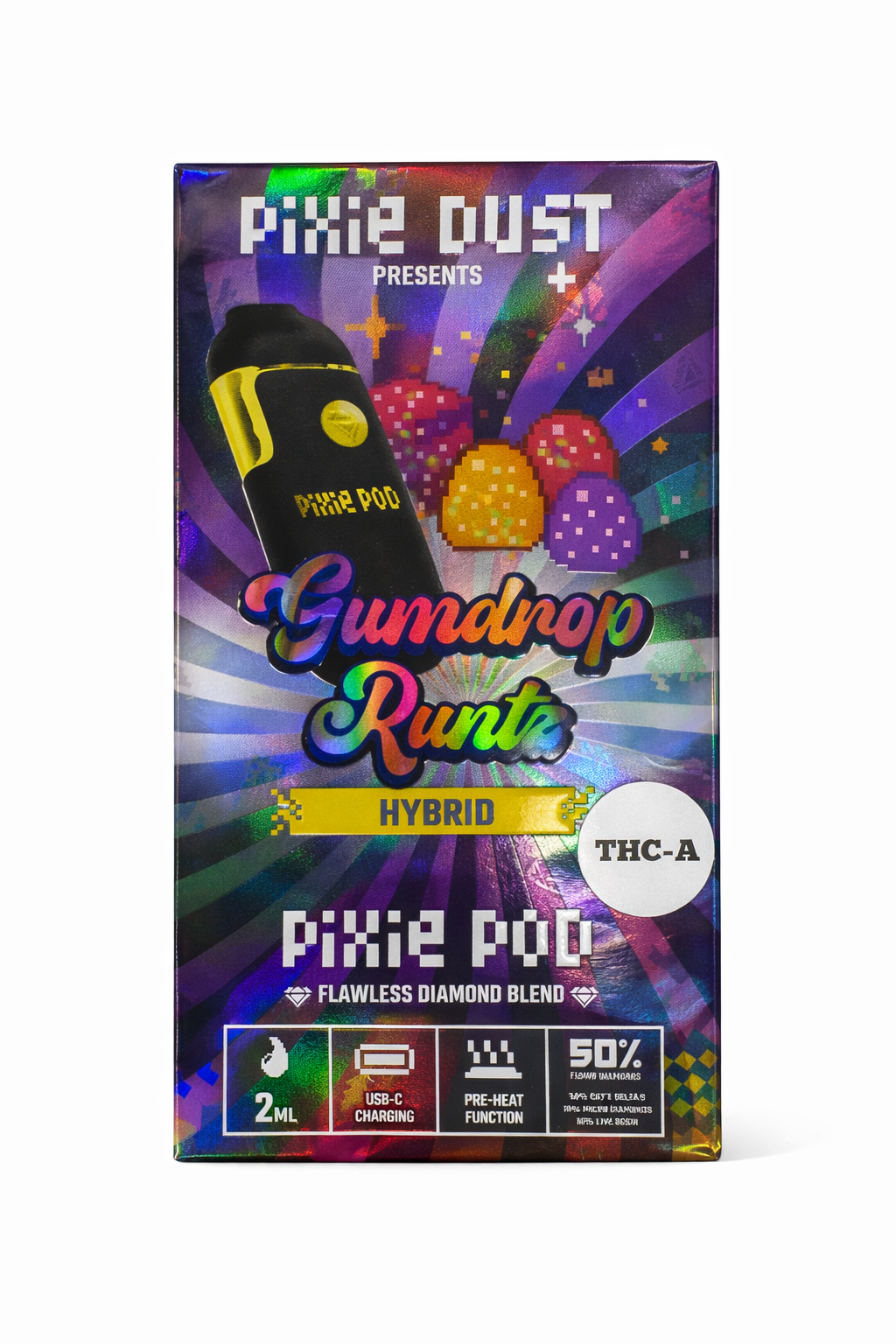 Pixie Pods Flawless Diamond Blend 2G disposable vape Gumdrop Runtz