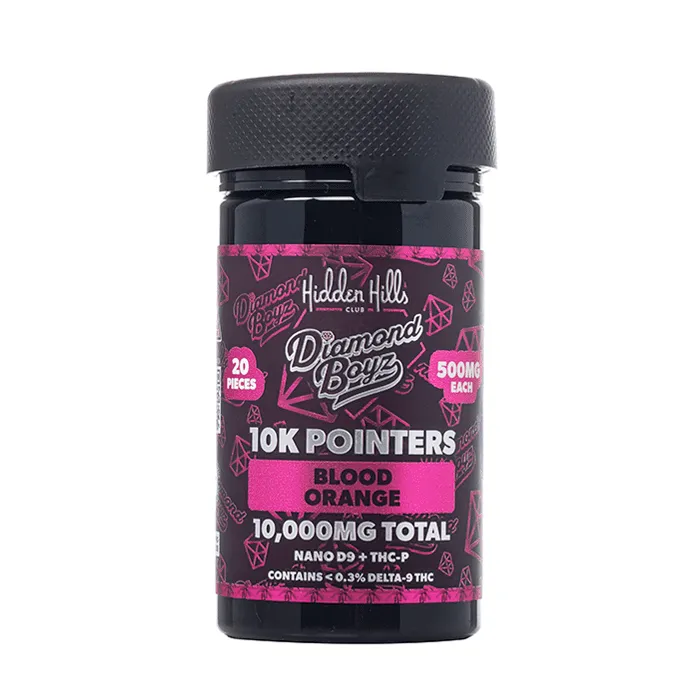 Hidden Hills Diamond Boyz 10K Pointers Gummies Blood Orange 10,000mg jar