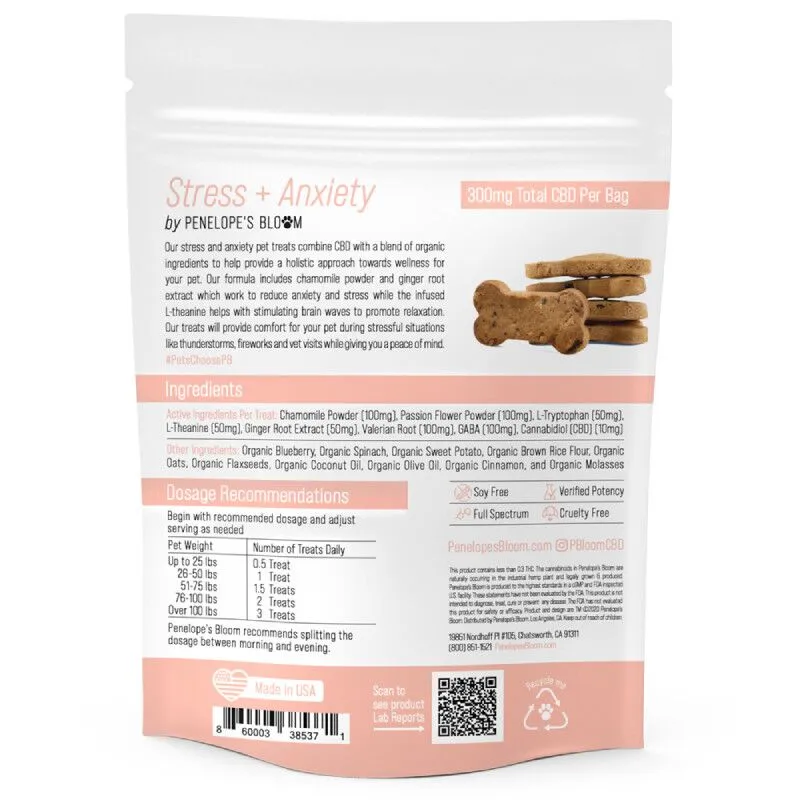 Penelope's Bloom - CBD Pet Edible - Stress + Anxiety Treats - 300mg (Back)