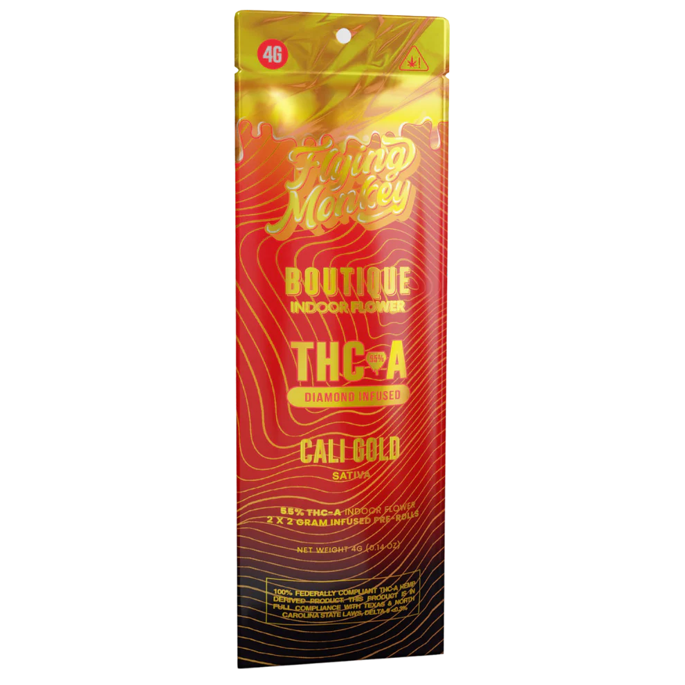 Flying Monkey Boutique Collection THCA Diamond Infused Pre-Roll Cali Gold 4 g