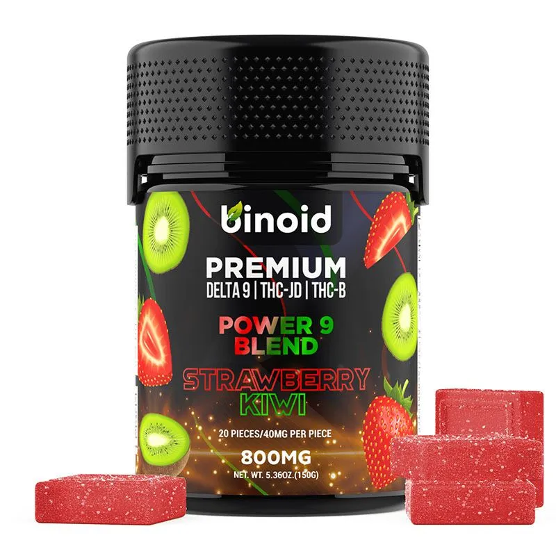 THC-P:THC-H:HHC-P Gummies - Power 9 Blend Strawberry Kiwi - 800mg - By Binoid