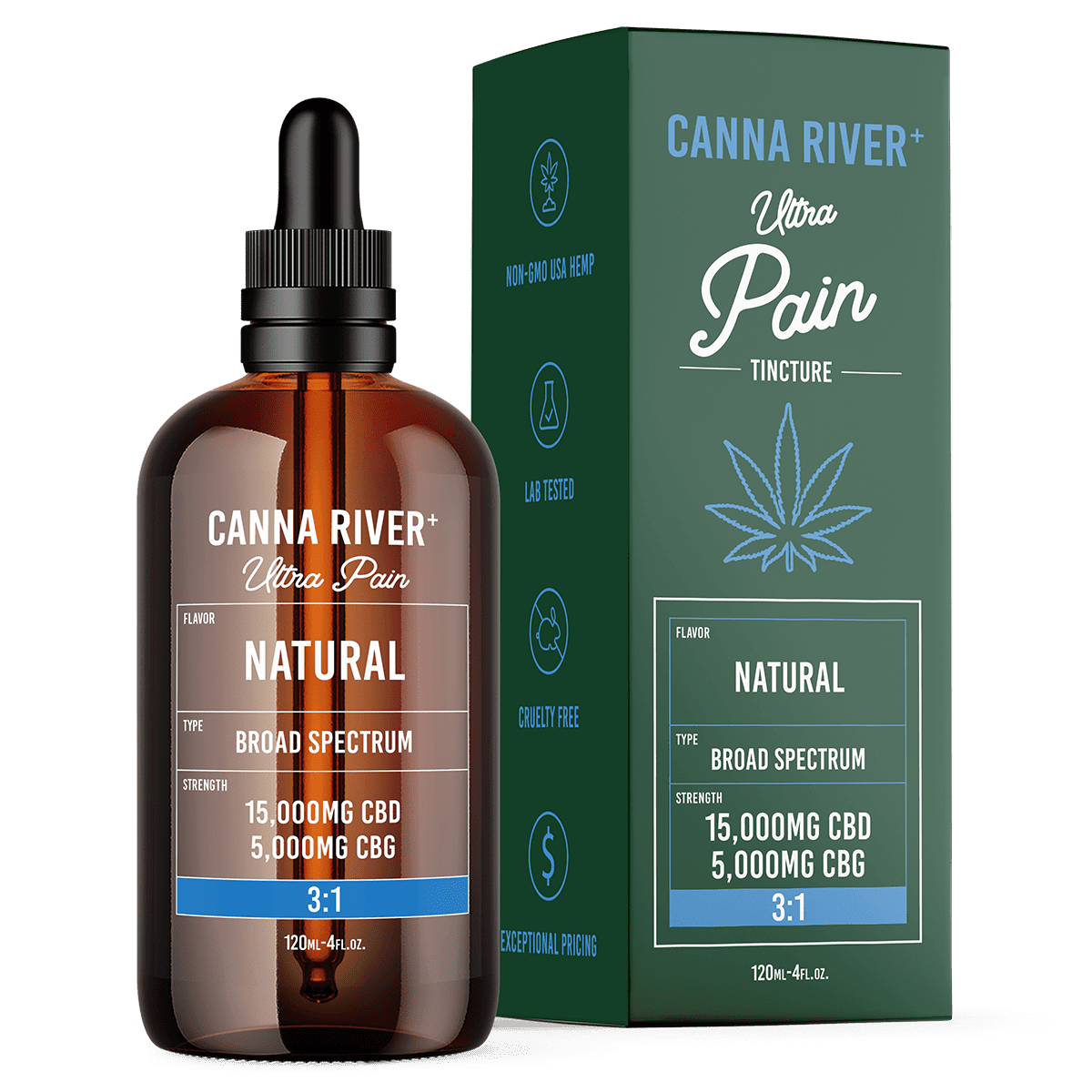 Canna River Ultra Pain CBD Oil Tincture with CBG Natural