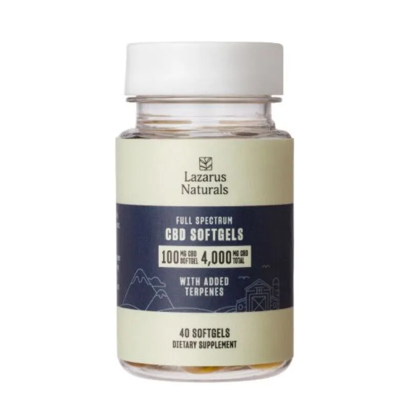 Lazarus Naturals - CBD Capsules - Full Spectrum Softgels - 100mg (40 Count)