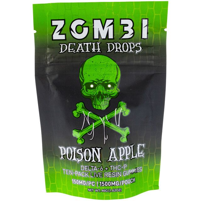 Zombi Death Drops Live Resin Gummies 10-Pack, 1500mg - Poison Apple