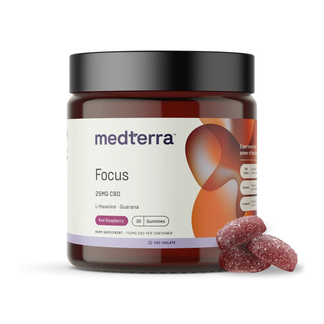 Medterra Focus CBD Isolate Gummies Red Raspberry 30ct