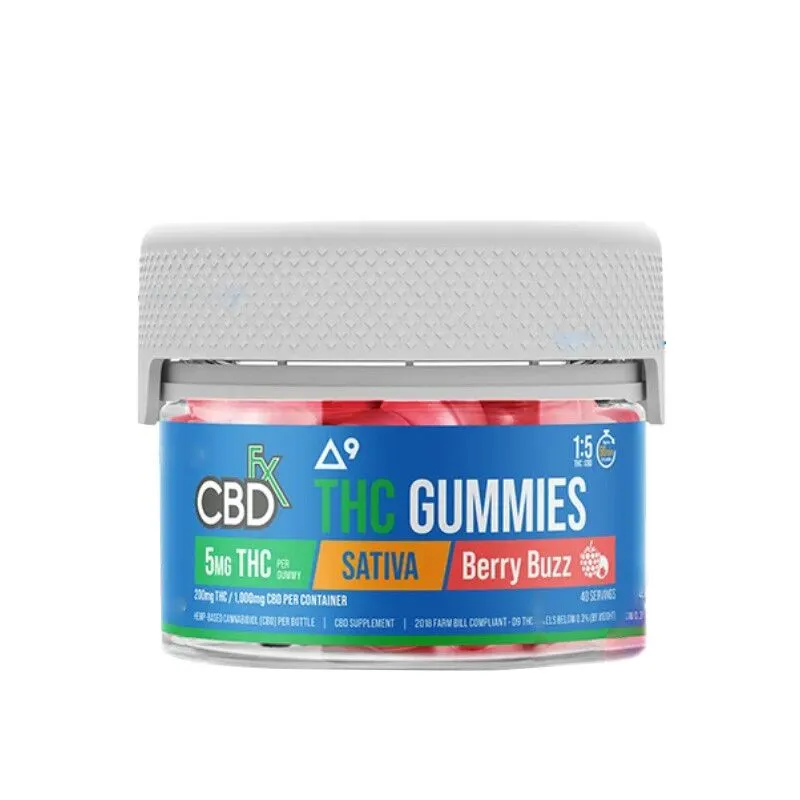 Delta 9 Gummies - Delta 9 THC + CBD Gummies Berry Buzz - 5mg - By CBDfx - 40 Count Jar