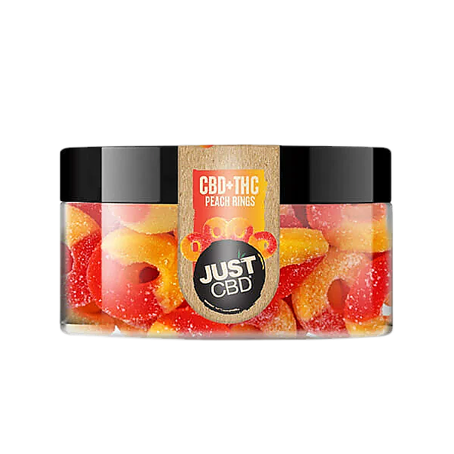 JustCBD CBD + THC Peach Rings Gummies 250mg | 1000mg - Image 3