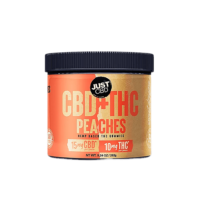 JustCBD CBD + THC Peach Rings Gummies 250mg | 1000mg - Image 2