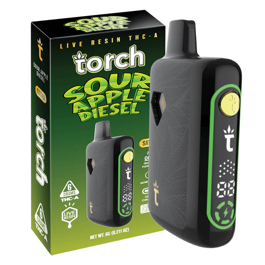 Torch Pulse Live Resin THCA 6G Disposable Sour Apple Diesel