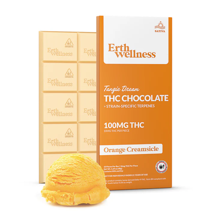 Erth Wellness Delta9 + THC Chocolate Bar 100mg Strain Specific