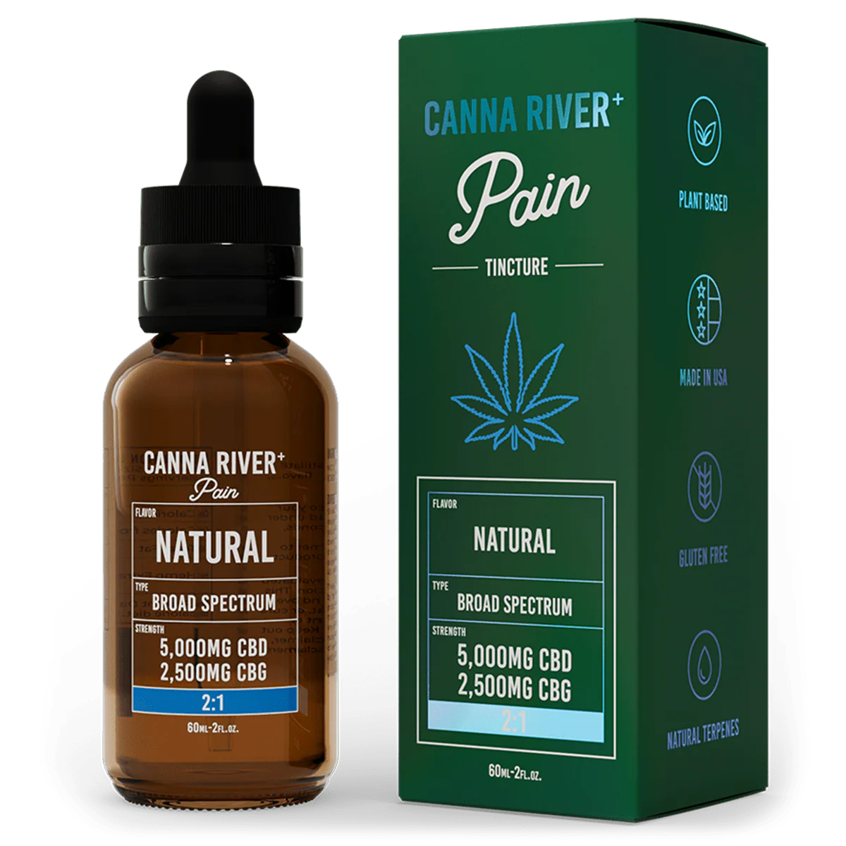Canna River CBD Pain Relief Tincture 5000mg CBD 2500mg CBG Broad Spectrum Natural