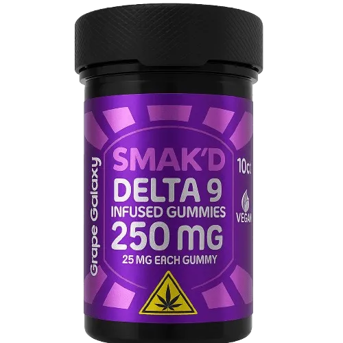 Smak’d Delta 9 Grape Galaxy 250mg 10ct Vegan Gummies