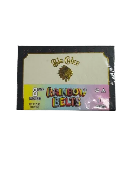 big chief premium thca pre rolls 8 pack 0.7g rainbow belts hybrid