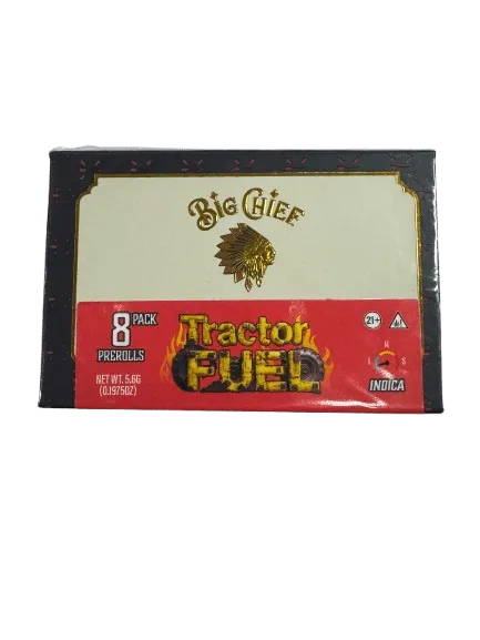 big chief premium thca pre rolls 8 pack 0.7g tractor fuel indica