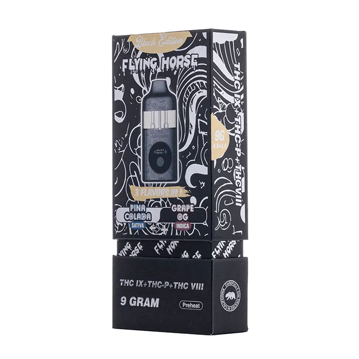 Flying Horse Black Edition Disposable 9g THC IX THC-P THC VIII Pina Colada Grape OG