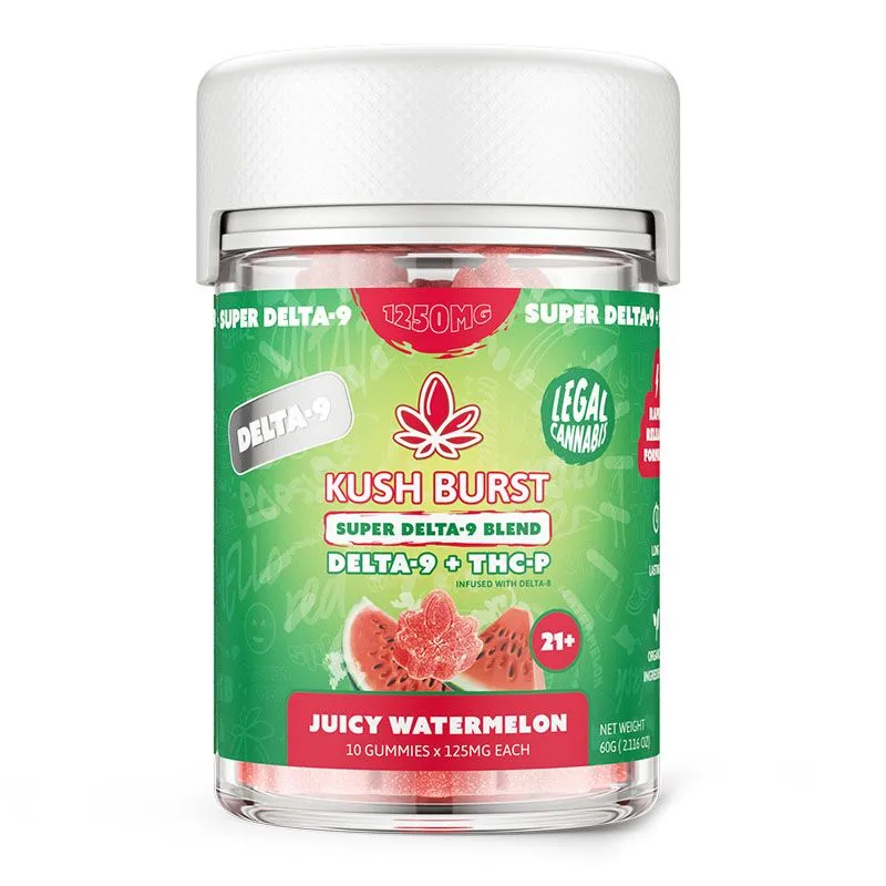 Super Delta 9 Blend THC Gummies with THC-P + Delta 8 - Juicy Watermelon - Kush Burst