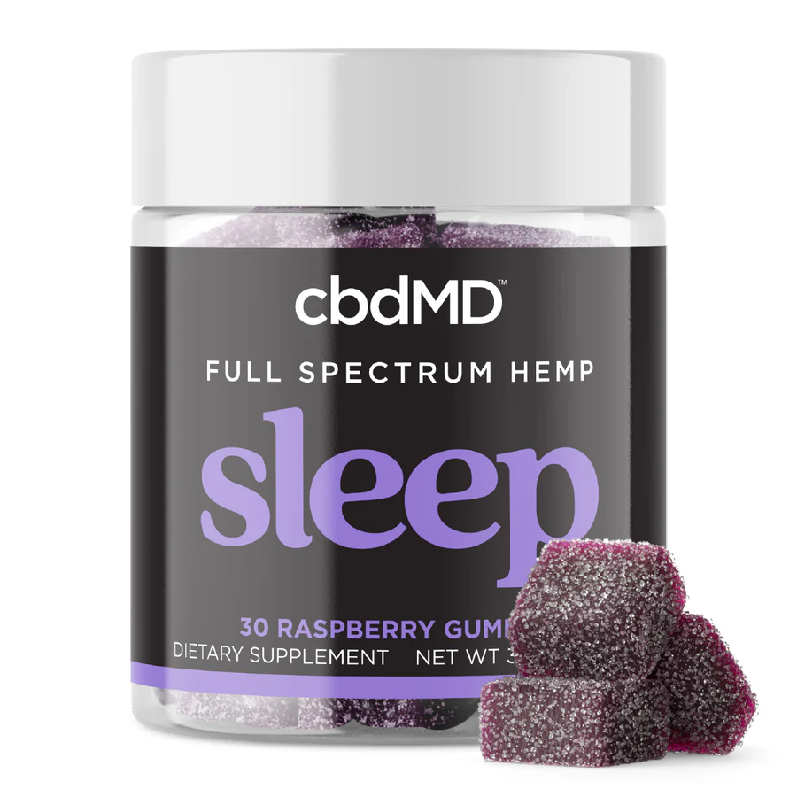 cbdMD Sleep Gummies – CBD+ CBN + THC Full Spectrum Hemp – Raspberry – 30ct