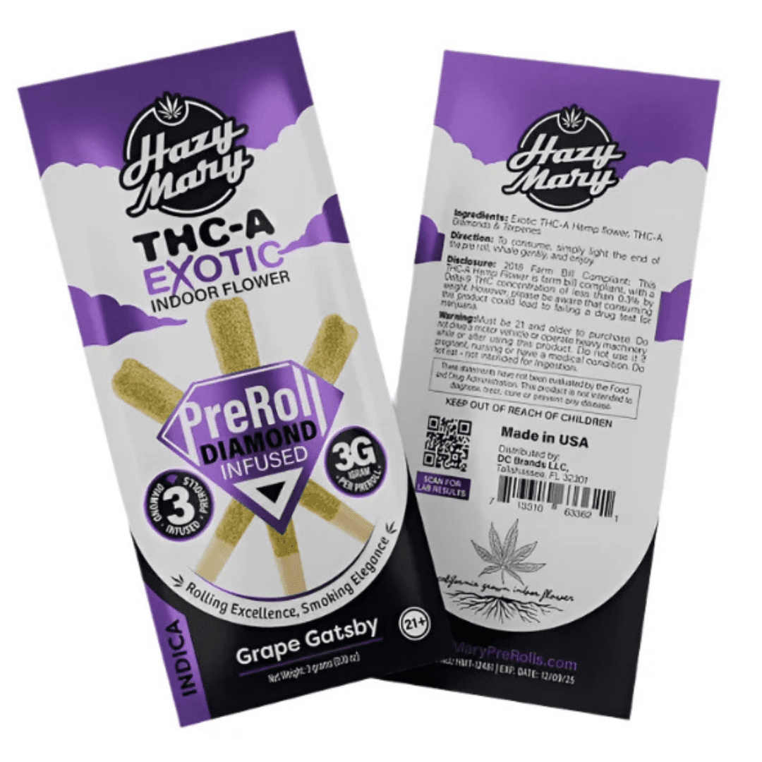 Hazy Mary 3g Exotic Indoor Diamond Infused Prerolls - Image 4