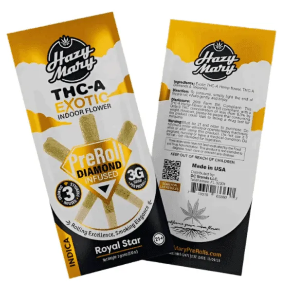 Hazy Mary 3g Exotic Indoor Diamond Infused Prerolls - Image 2