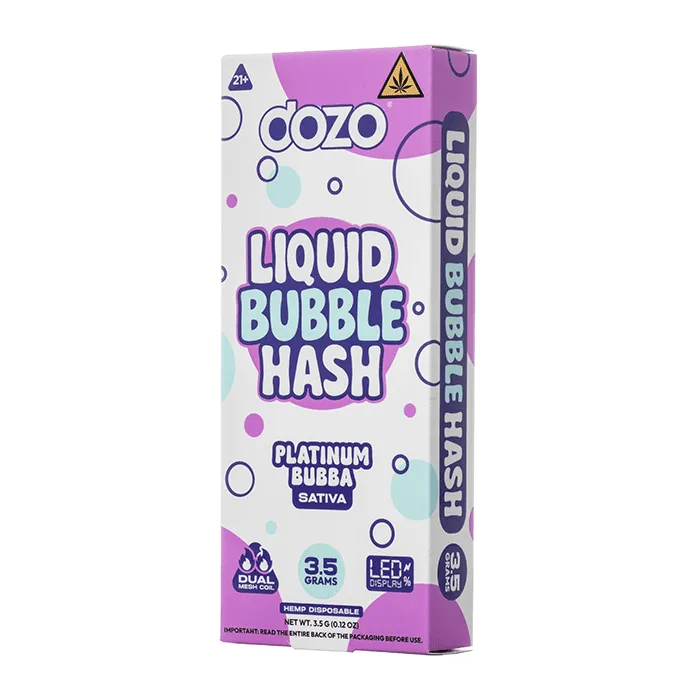 Dozo Liquid Bubble Hash disposable vape 3.5g Platinum Bubba sativa