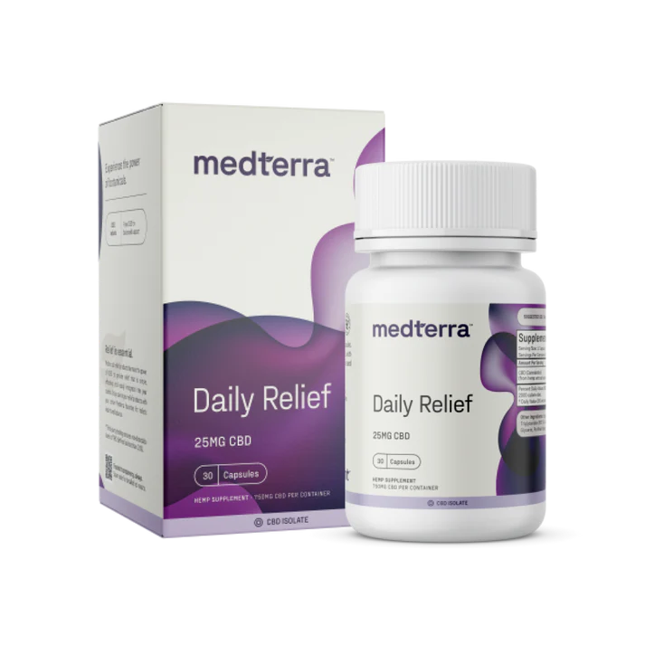 Medterra Daily Relief CBD Isolate Capsules- 25mg-50mg