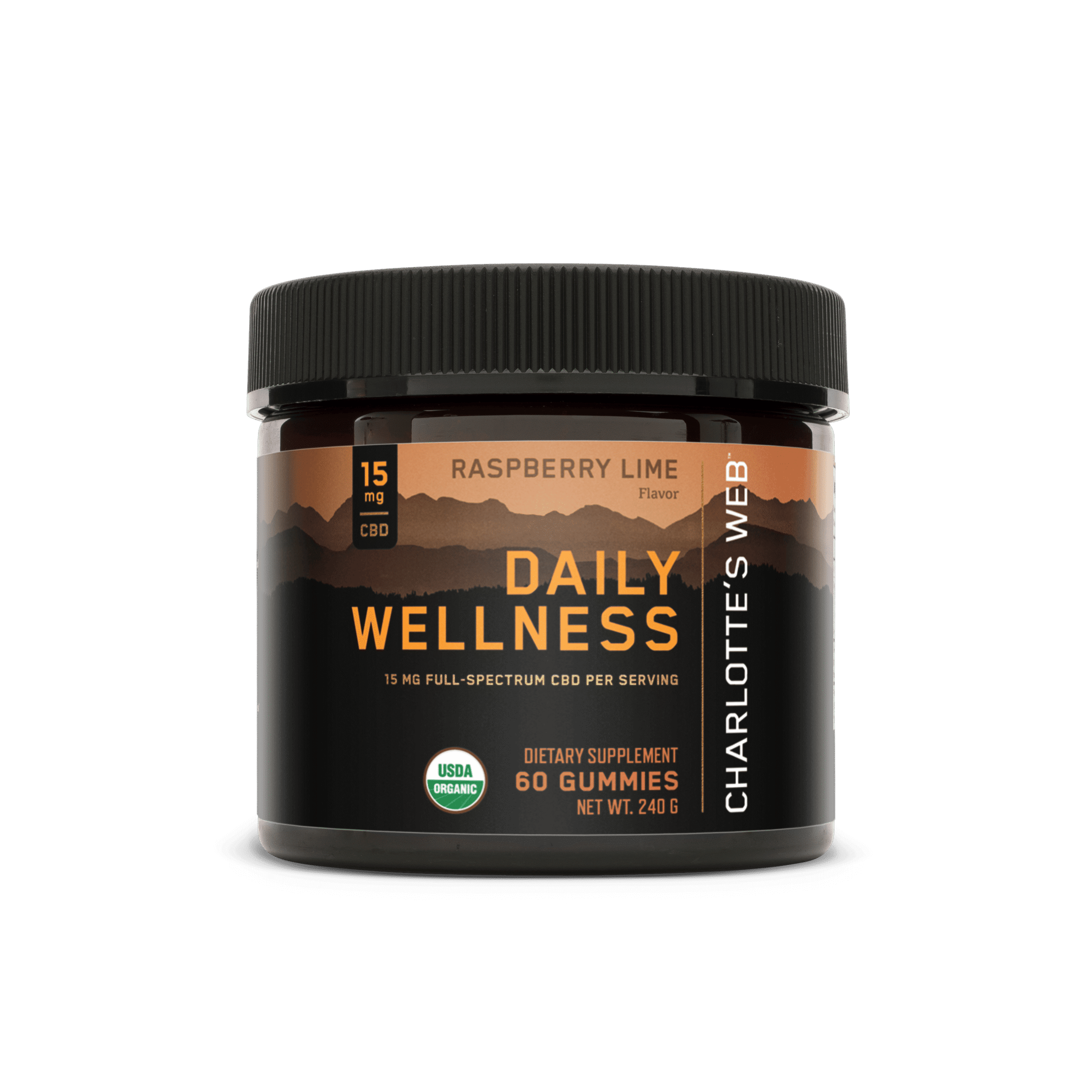 Charlotte's Web Daily Wellness CBD Gummies  Full Spectrum  Raspberry Lime  15mg