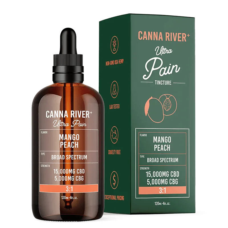 Ultra Pain CBD Oil Tincture with CBG - Mango Peach - Canna River