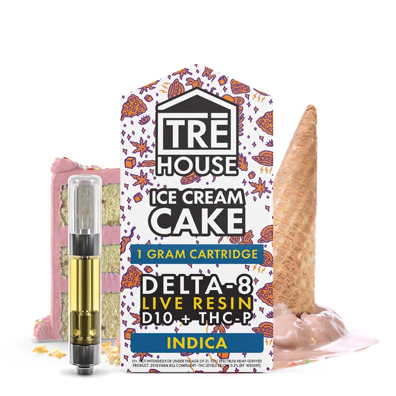 TRĒ House Live Resin Delta 8 + Delta 10 + THC-P Cartridge Ice Cream Cake 1g