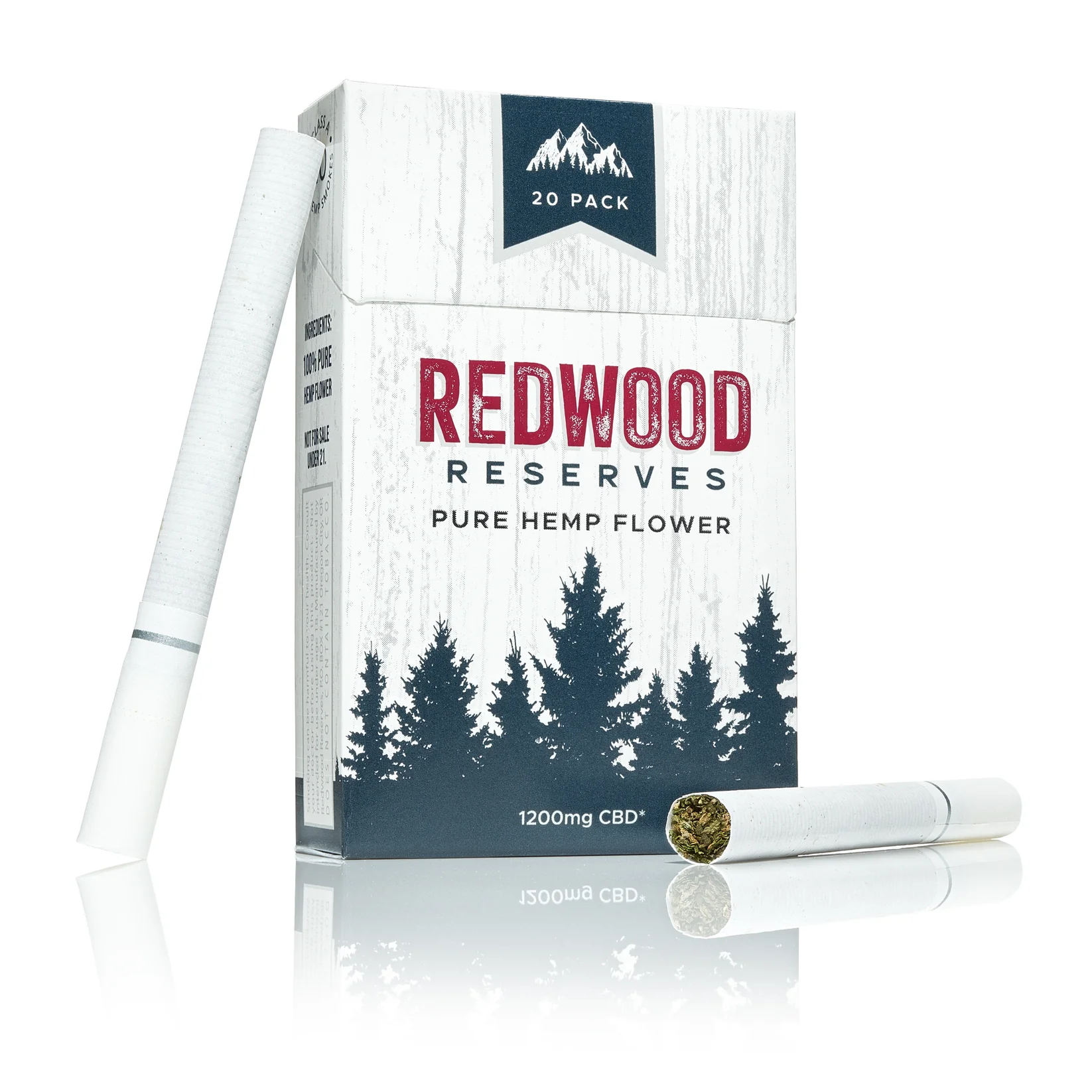 Redwood Reserves Pure Hemp Flower CBD Cigarettes – 20 Pack