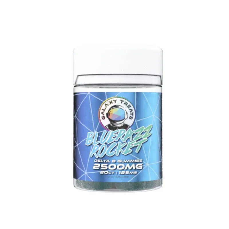 THC Edibles - Blue Razz Rocket D8 Gummies - 125mg - By Galaxy Treats