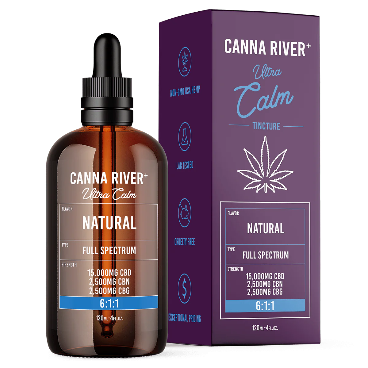 CBD Oil - Full Spectrum Ultra Calm Tincture + CBG + CBN - 120ml - By Canna River - Image 4