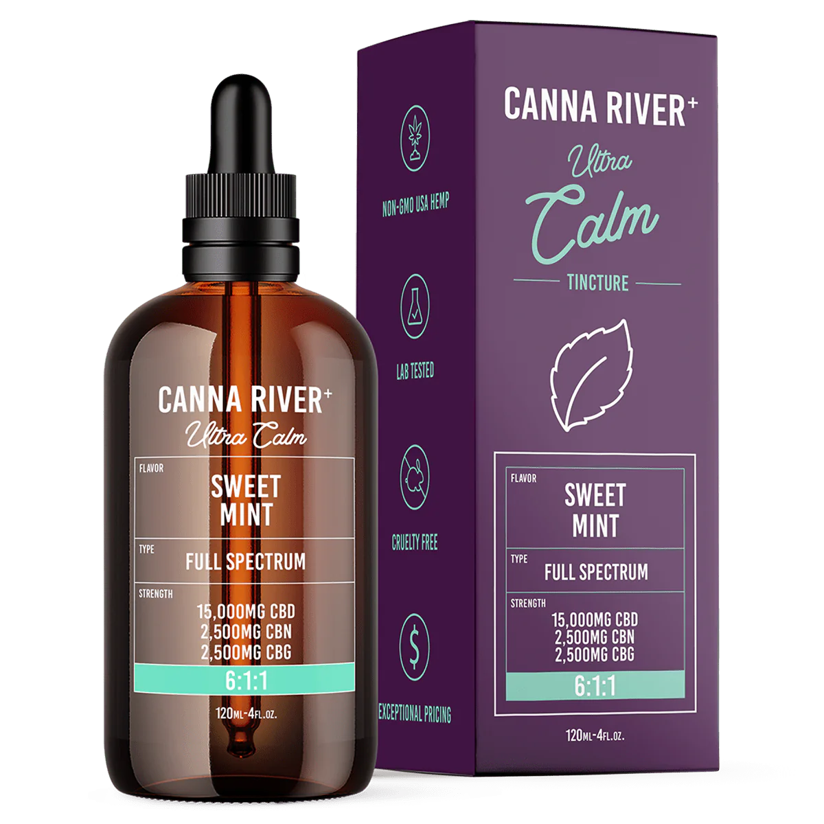 CBD Oil - Full Spectrum Ultra Calm Tincture + CBG + CBN - 120ml - By Canna River - Image 2