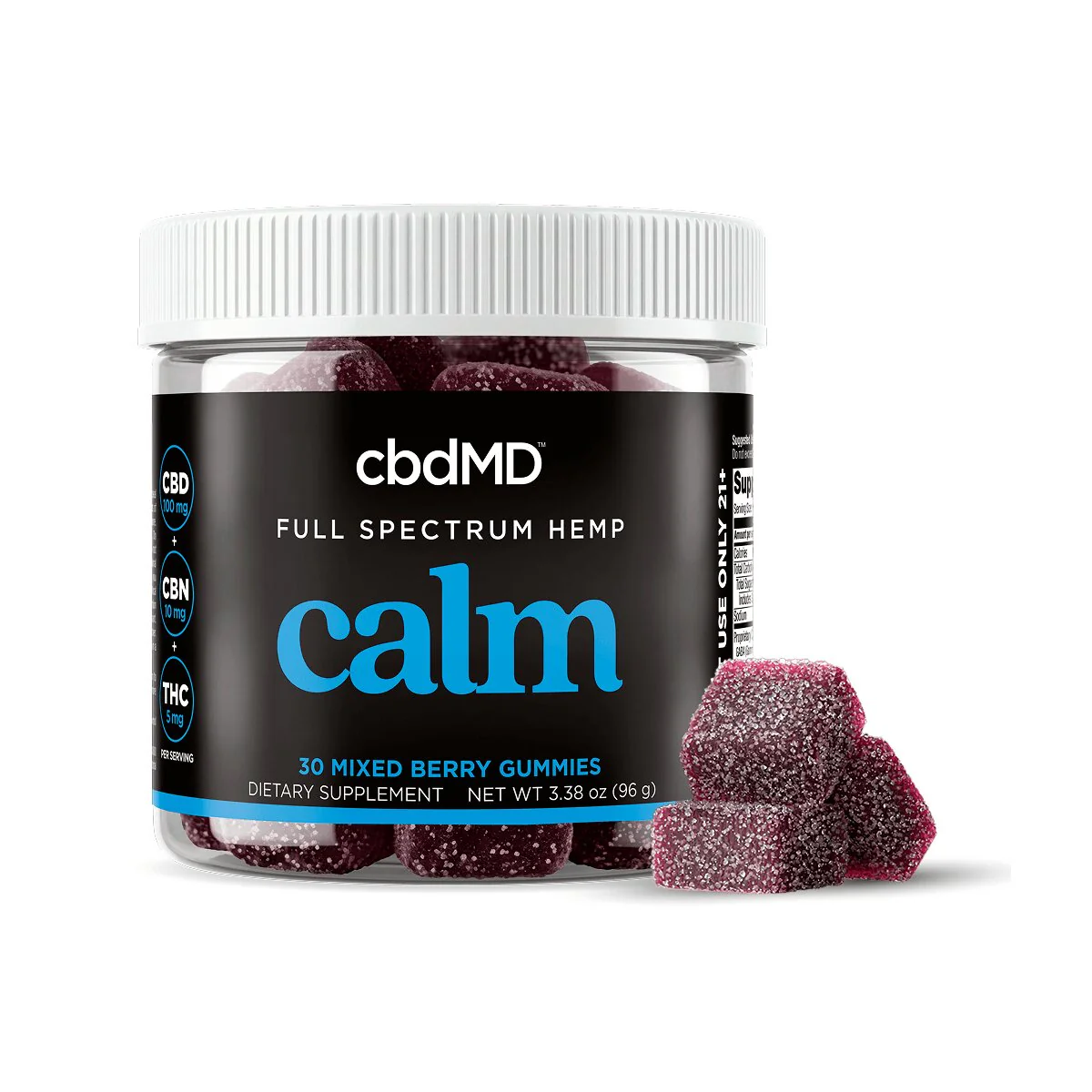 cbdMD Calm Gummies CBD + CBN + THC Mixed Berry 30 Count