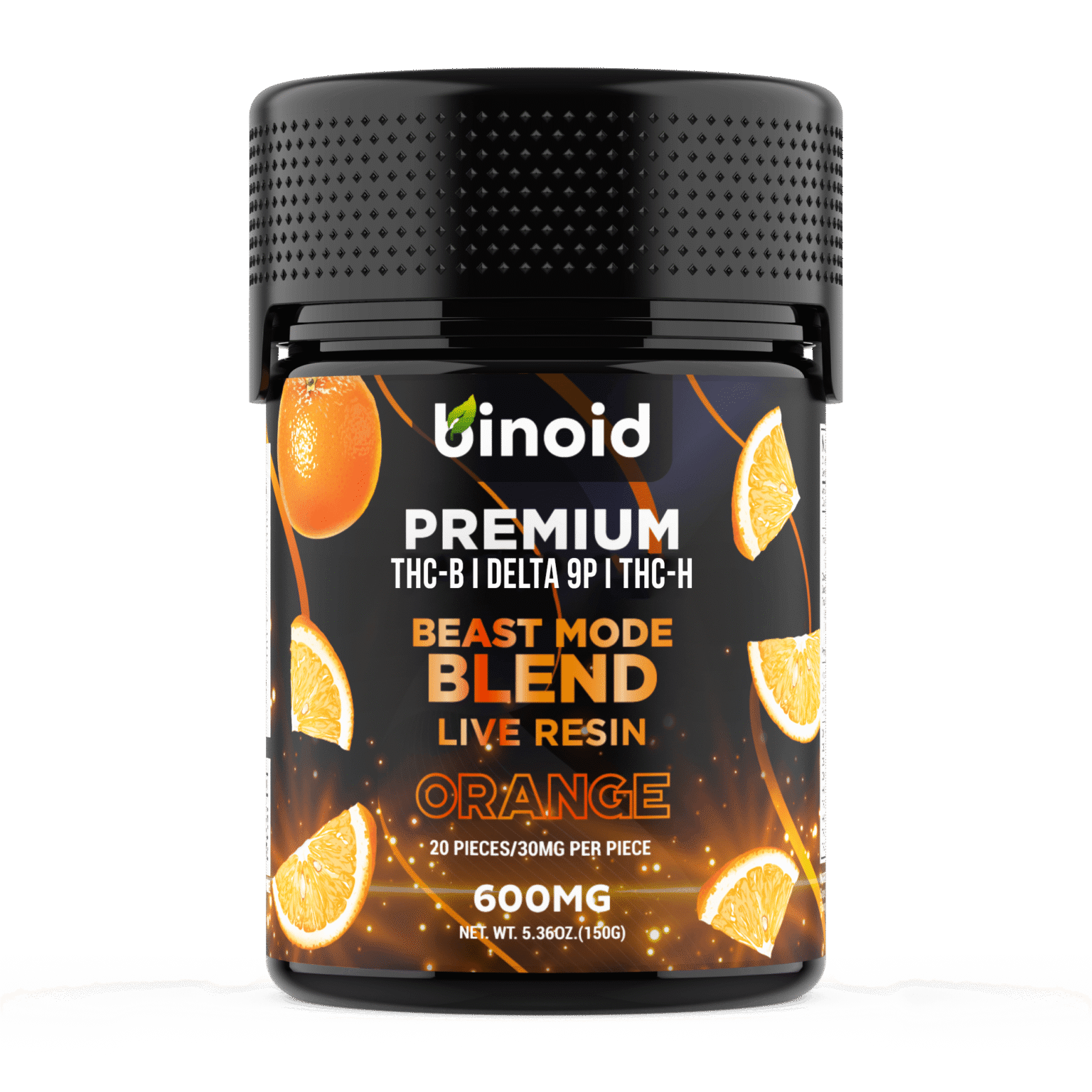 Live Resin Beast Mode Blend THC Gummies with THC-B + THC-H - Orange - Binoid