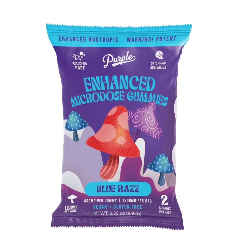 Purple Mushroom Enhanced Microdose Gummies - 2CT - Blue Razz