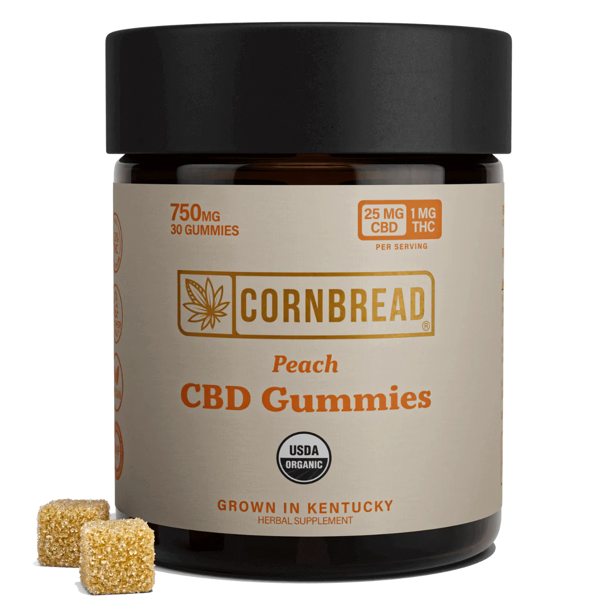 Cornbread Peach CBD Gummies 750mg
