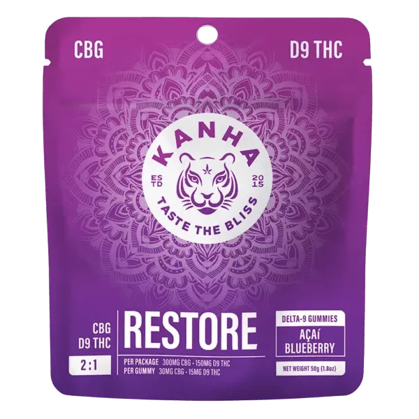 KANHA FX Restore Gummies 2-1 CBG D9 THC – Acai Blueberry
