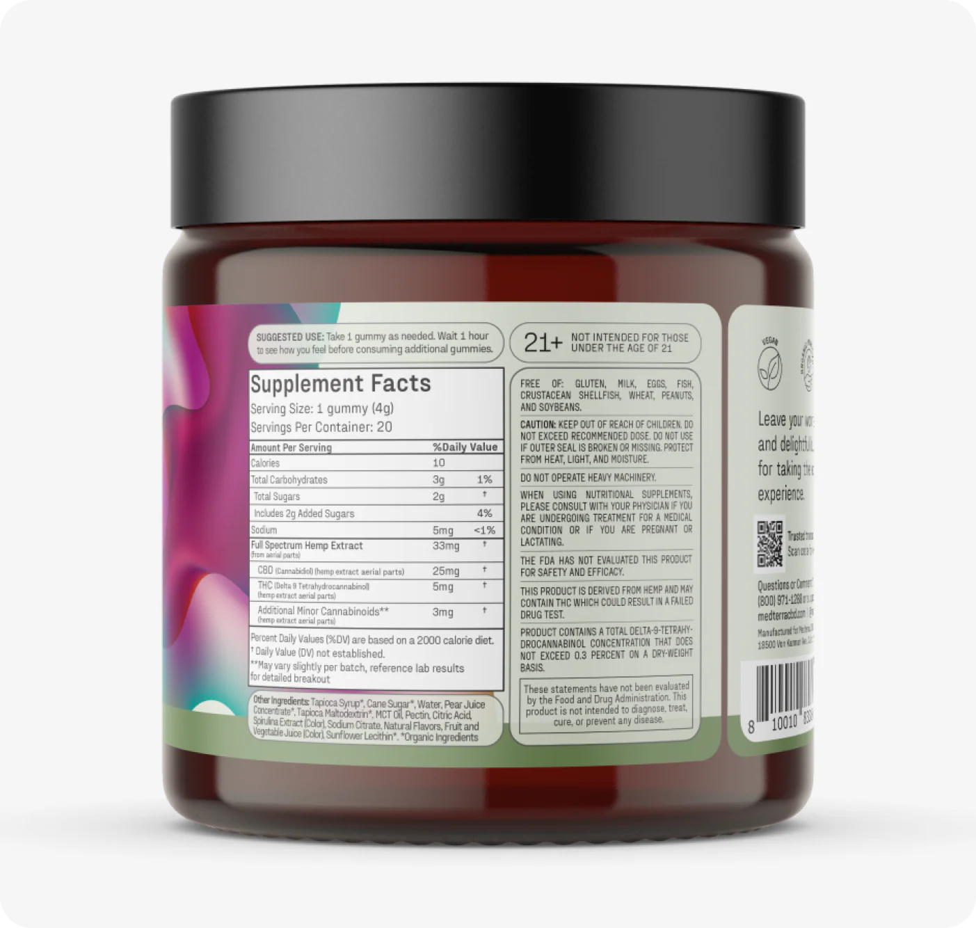 Medterra -Daily Delight -Full Spectrum -CBD + THC Gummies- Multi-Flavored - 20ct