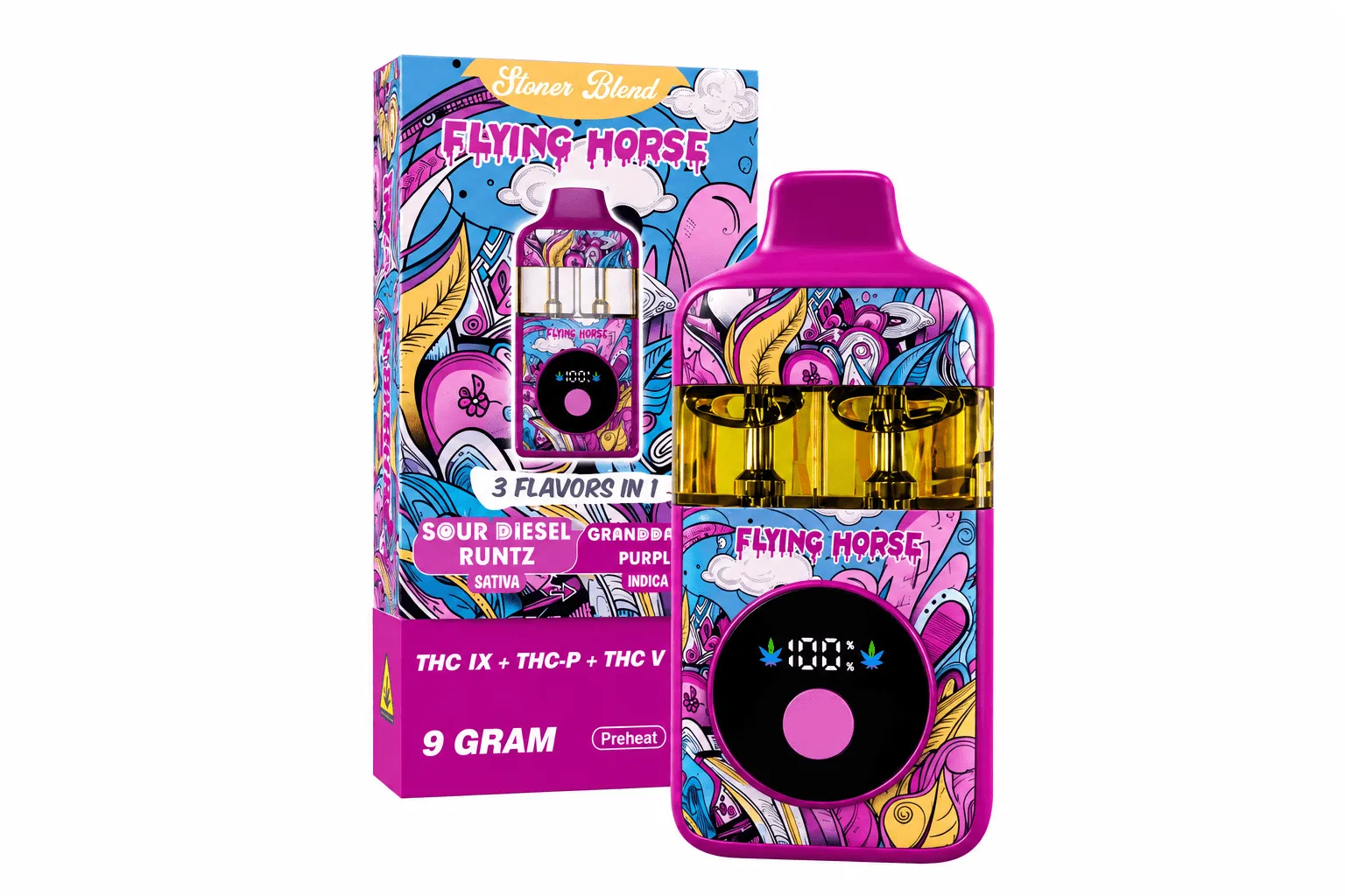 Flying Horse Stoner Blend 3-in-1 Disposable Vape Multiple Flavors 9G - Image 4