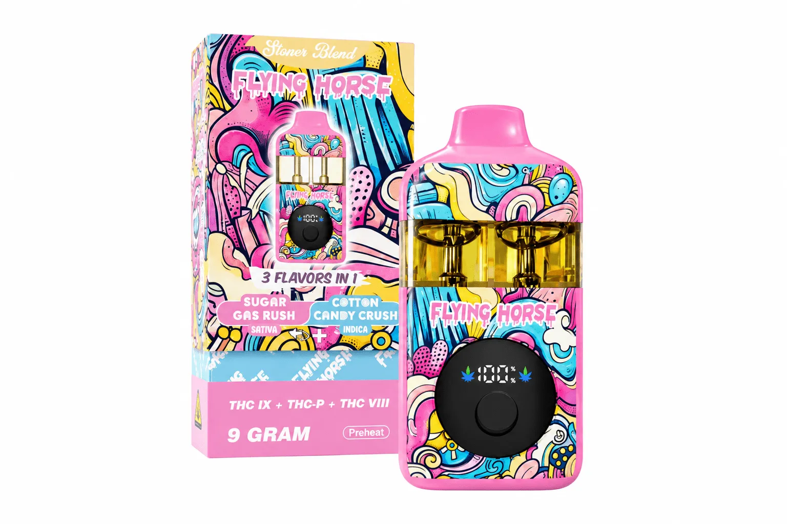 Flying Horse Stoner Blend 3-in-1 Disposable Vape Multiple Flavors 9G - Image 9