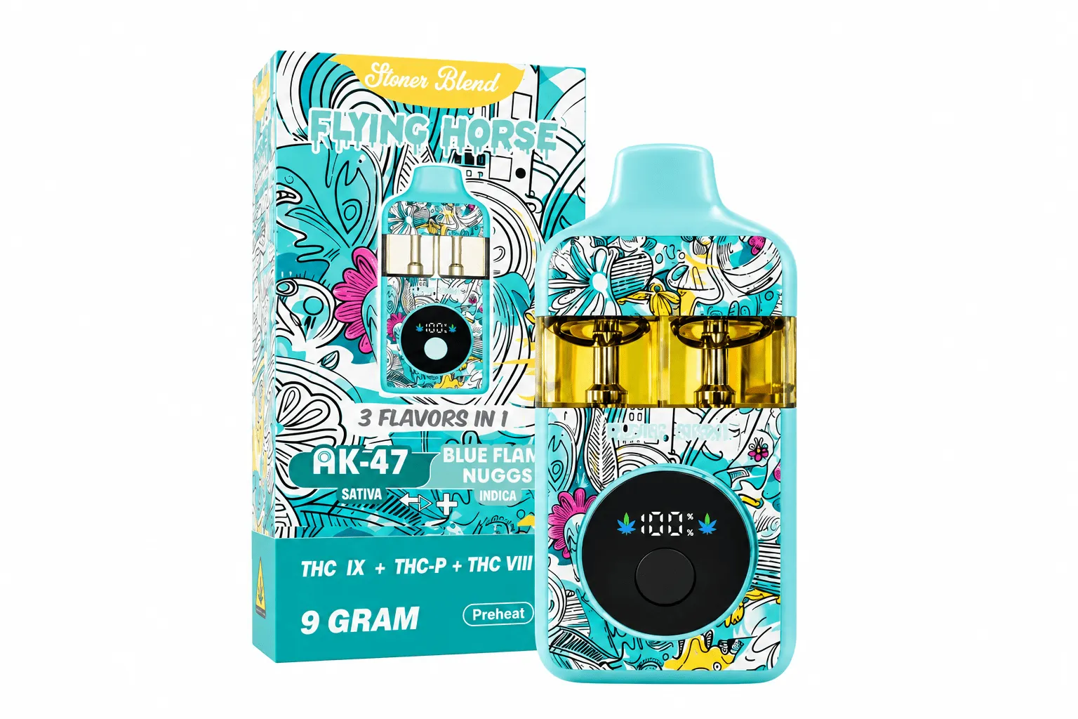 Flying Horse Stoner Blend 3-in-1 Disposable Vape Multiple Flavors 9G - Image 2