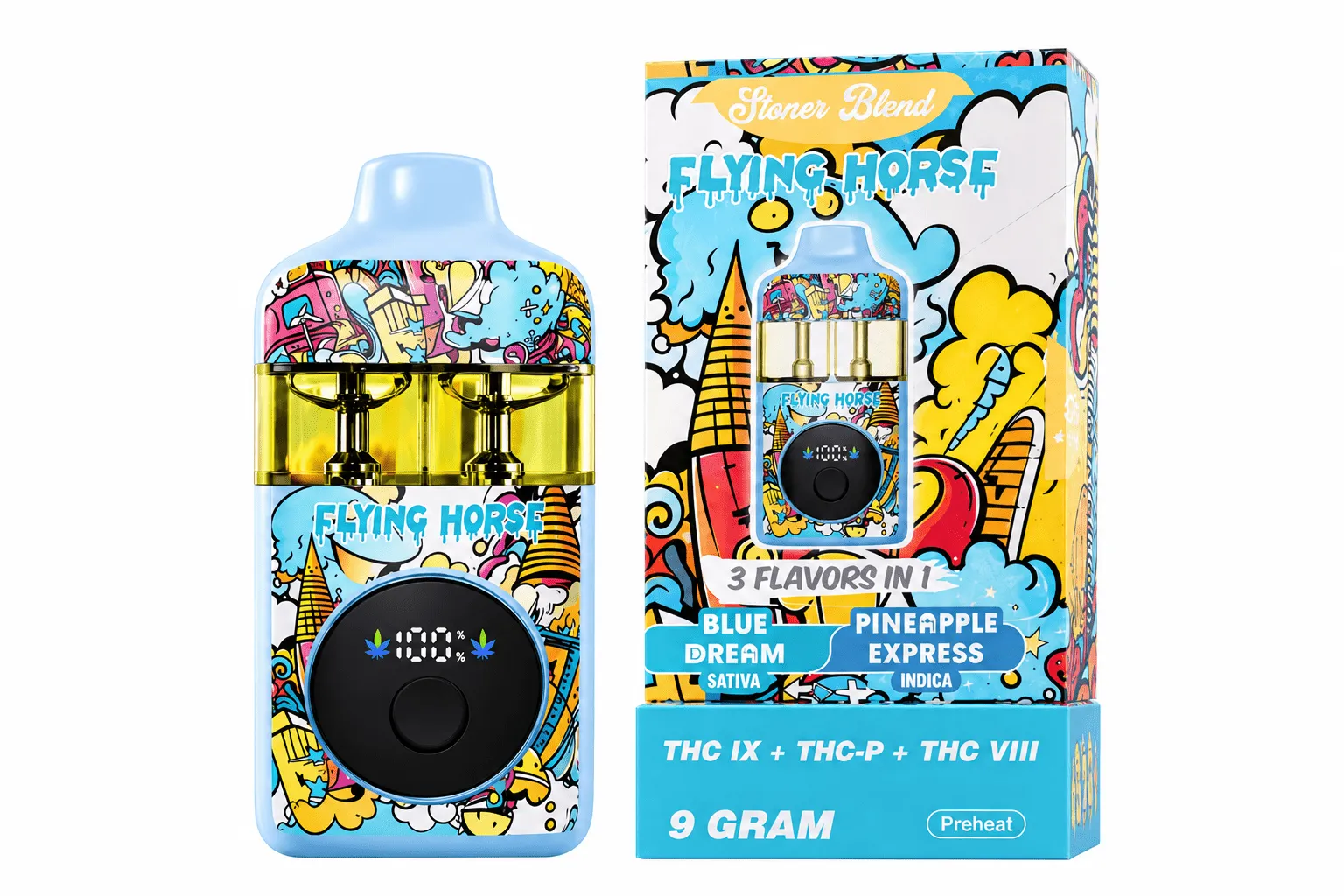 Flying Horse Stoner Blend 3-in-1 Disposable Vape Multiple Flavors 9G - Image 5