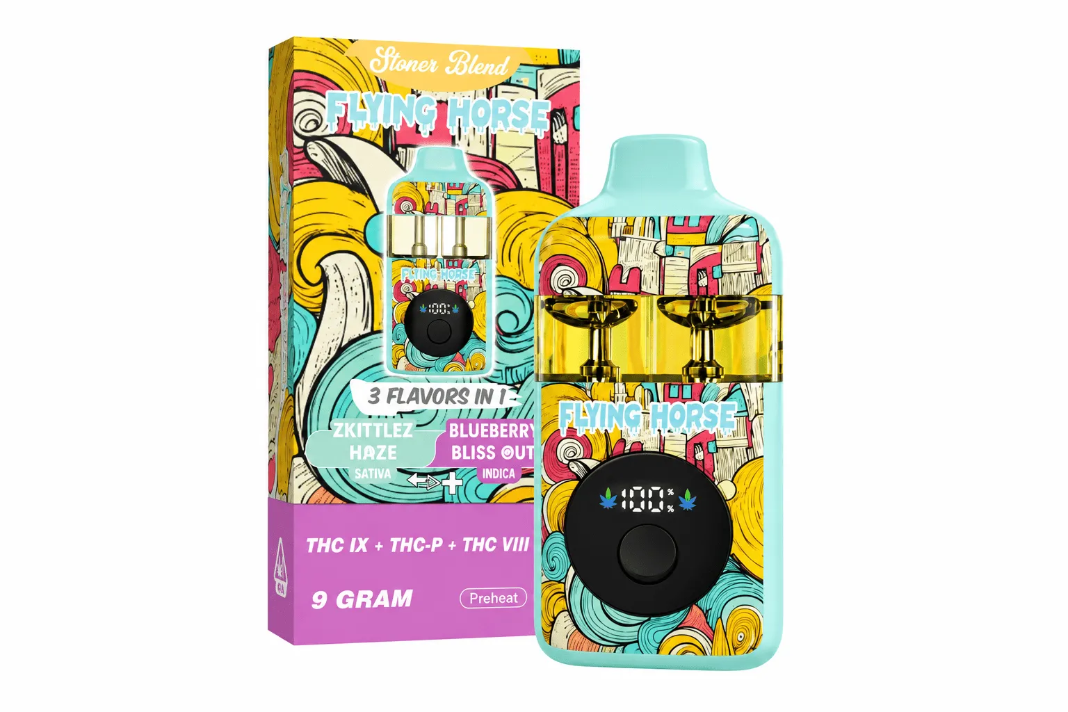 Flying Horse Stoner Blend 3-in-1 Disposable Vape Multiple Flavors 9G - Image 8